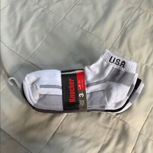 Men's White and Gray Ankle Socks - 3 Pack